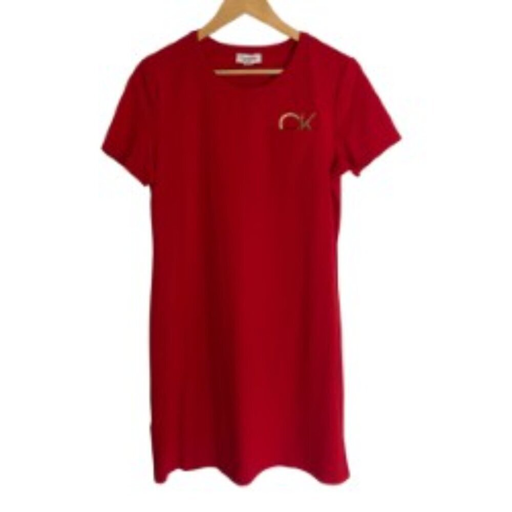 Calvin Klein Red T-Shirt Dress Medium